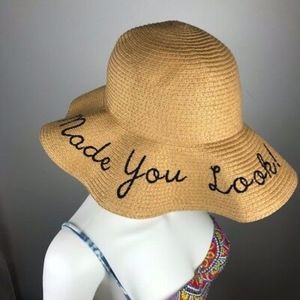 Embroidered Made You Look Floppy Beach Sun Hat